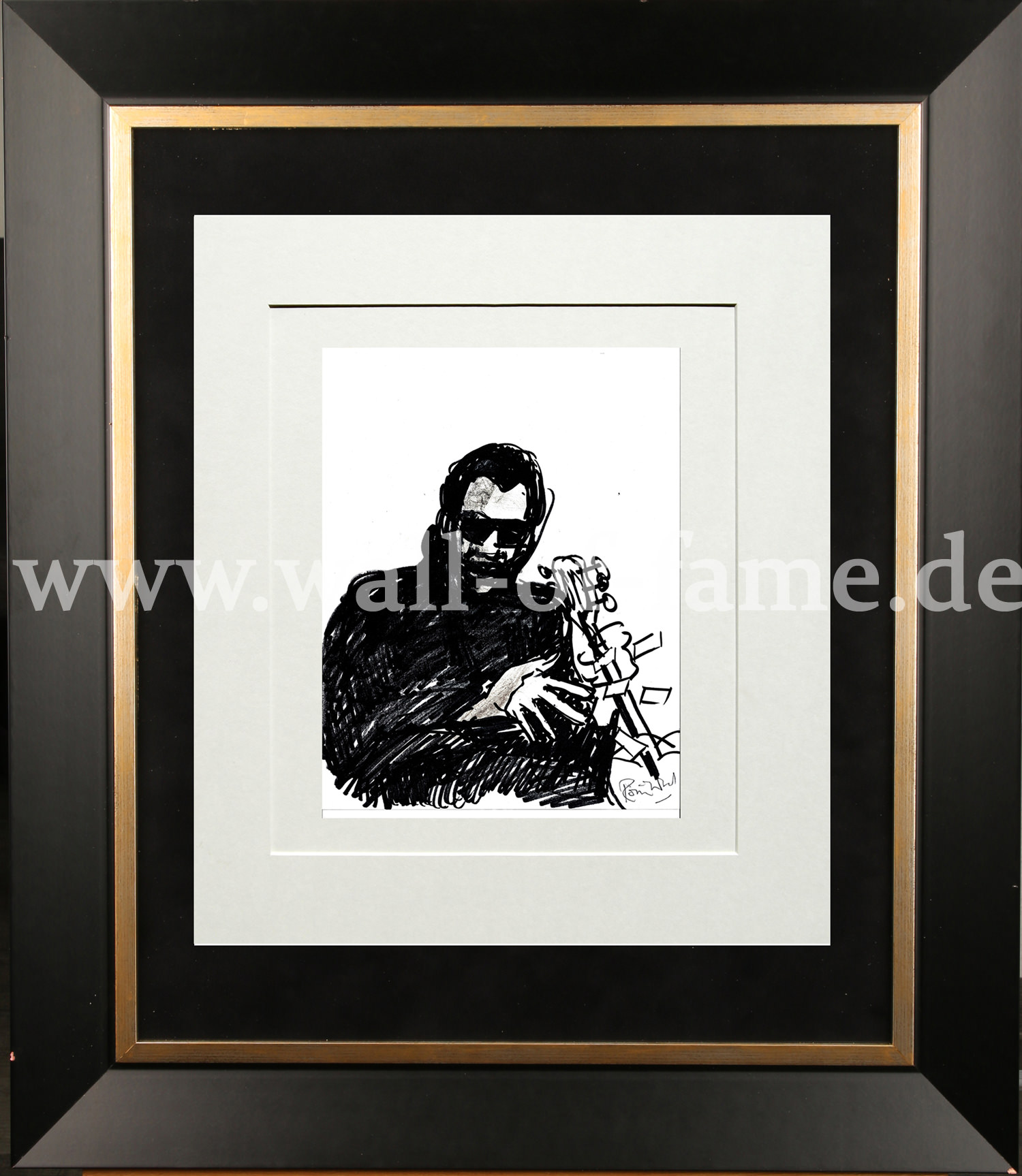 8110625w_ronnie_wood_drawing_sketch_portrait_chuck_berry_framed